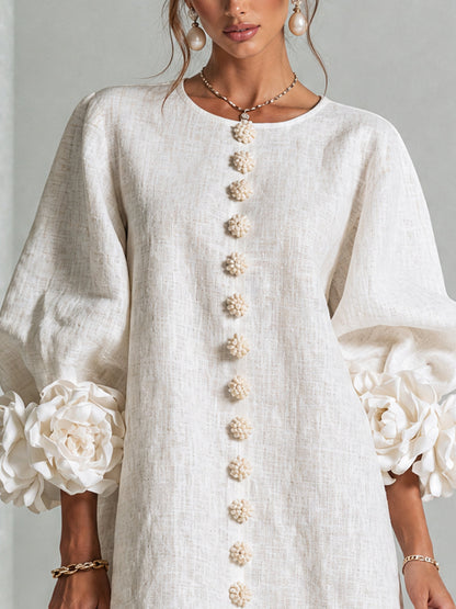 CLAIRE - ROBE COURTE EN LIN MÉLANGÉ