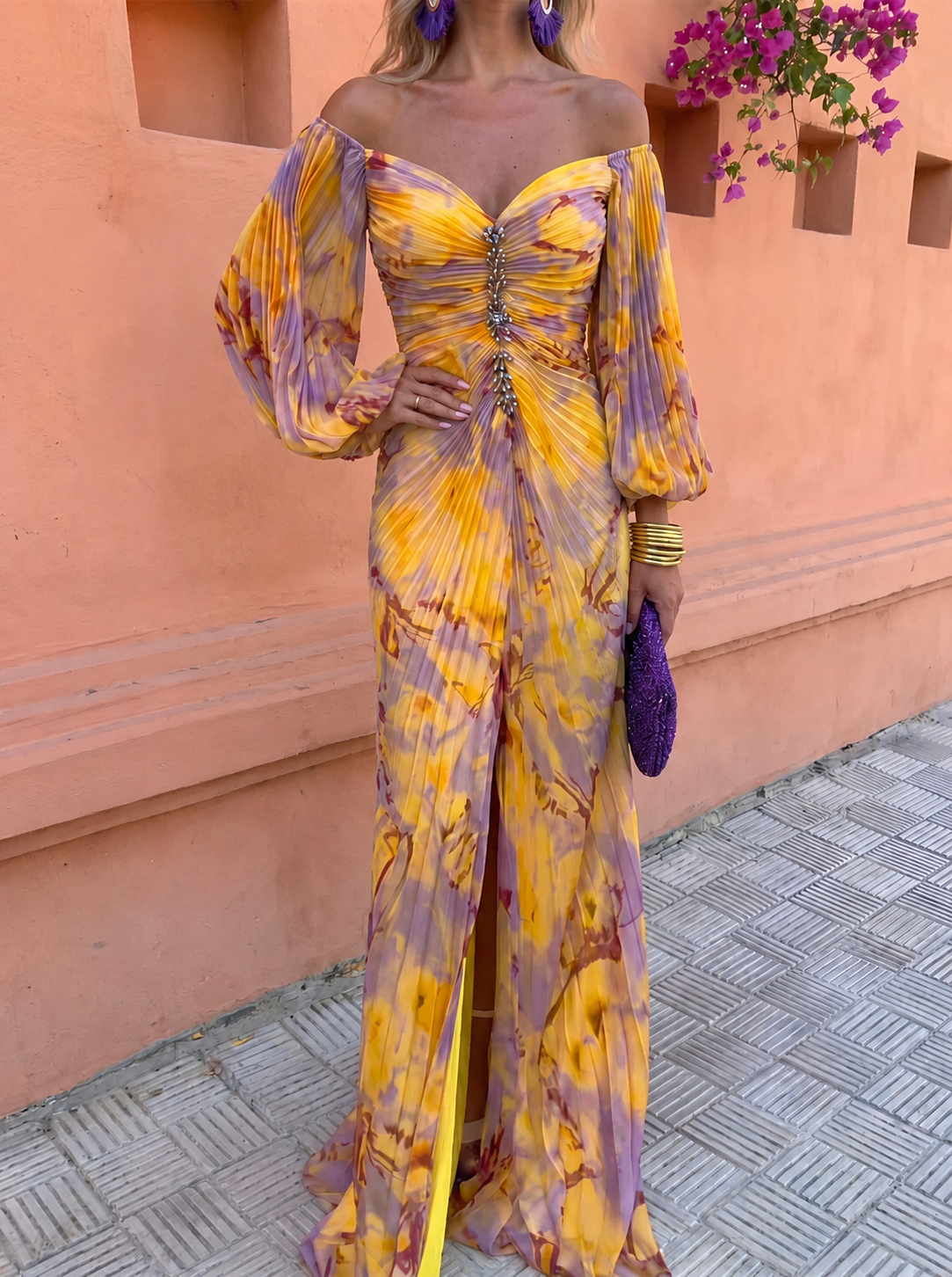 GRETA - ROBE LONGUE FLEURIE À DÉCOLLETÉ PLONGEANT