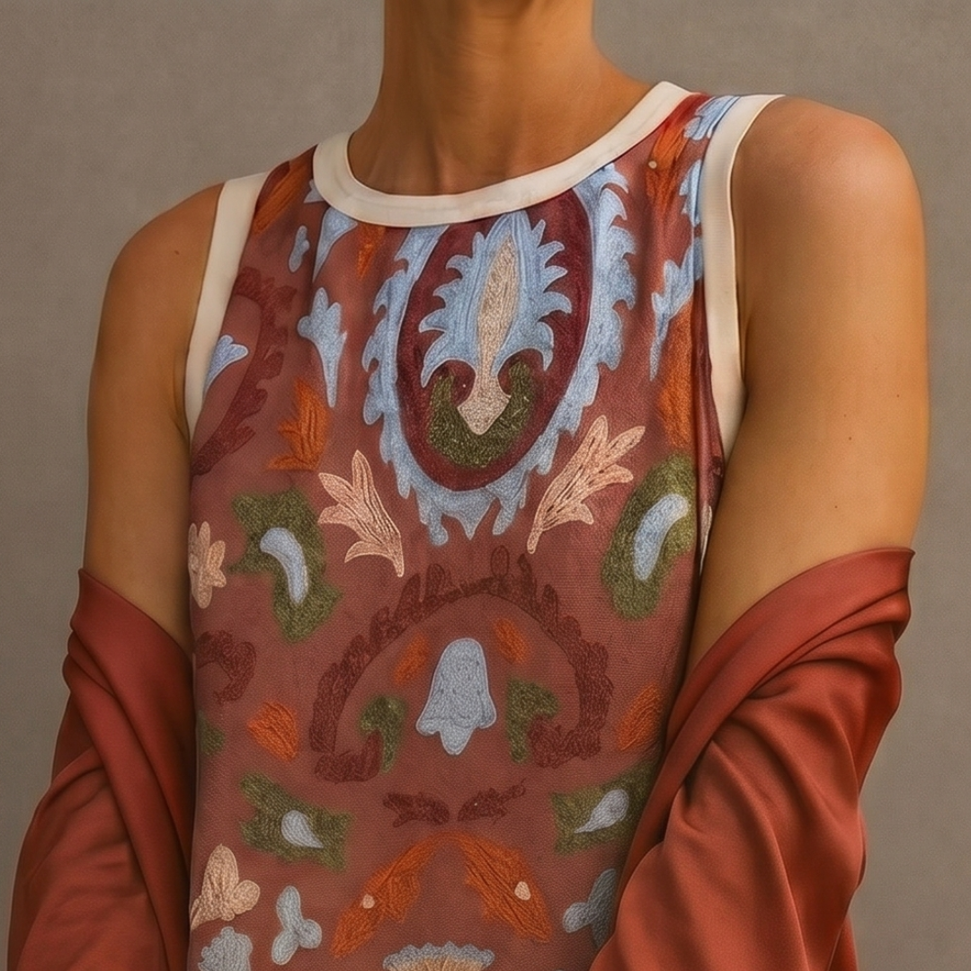 DANIELA - ROBE LONGUE IMPRIMÉE AVEC GILET ASSORTI
