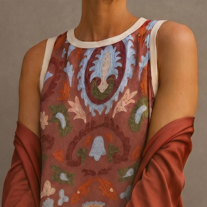 DANIELA - ROBE LONGUE IMPRIMÉE AVEC GILET ASSORTI