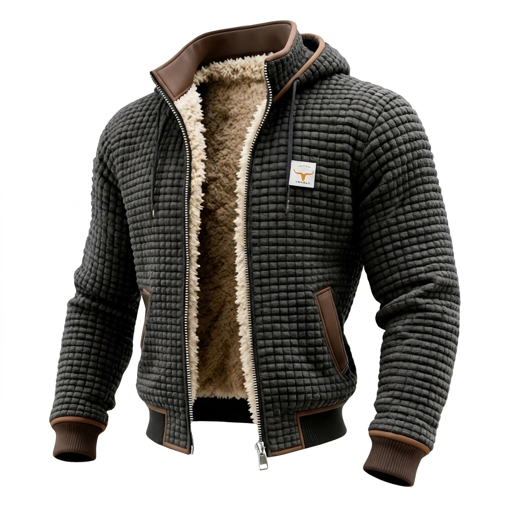 RON - VESTE RÉTRO À CAPUCHE ET FERMETURE ZIPÉE