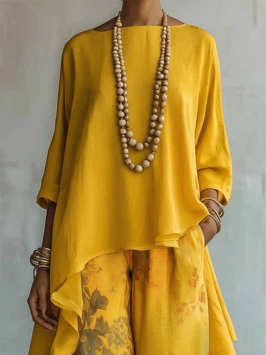 CHANTAL - ENSEMBLE DEUX PIÈCES LÉGER AVEC PANTALON FLEURI