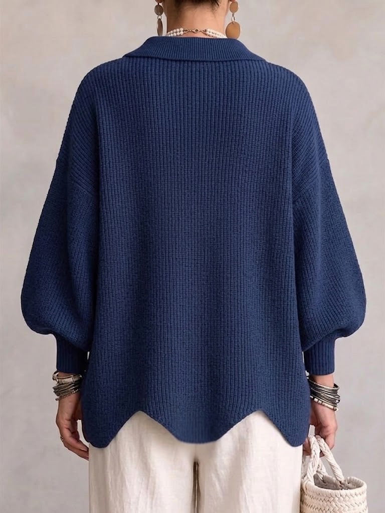 ISADORA - GILET OVERSIZE À COL ET GROS BOUTONS MÉTALLIQUES