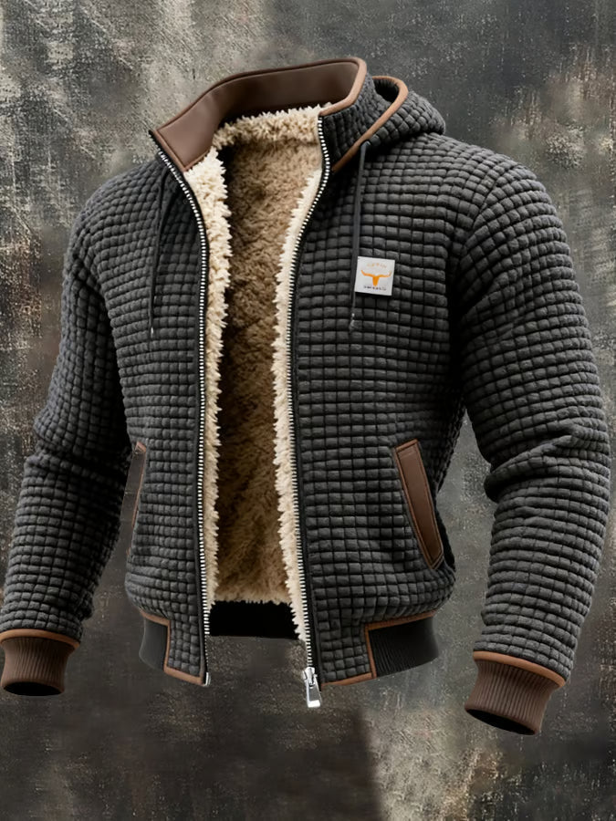 RON - VESTE RÉTRO À CAPUCHE ET FERMETURE ZIPÉE