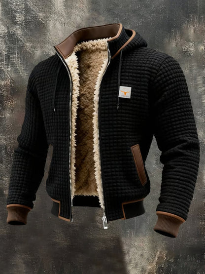 RON - VESTE RÉTRO À CAPUCHE ET FERMETURE ZIPÉE